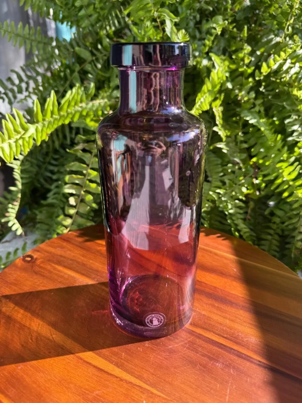 IKEA Medveten Amethyst Purple Glass Bottle Vase Designed by Gunnel Sahli